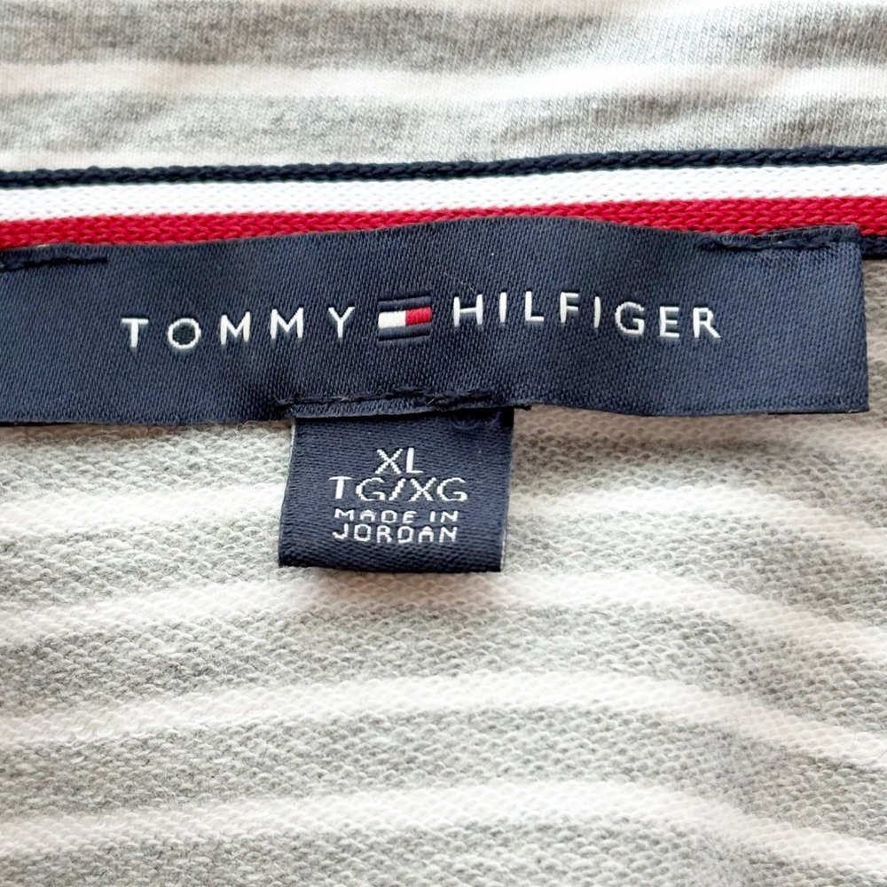 Tommy Hilfiger Womens XL Gray White Striped Military Band Jacket Crest Buttons - Picture 7 of 9